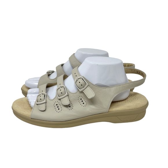 SAS Women's Beige Leather Triple Strap Trio Sandal A2215886 Size 12M - Excellen - Picture 3 of 7